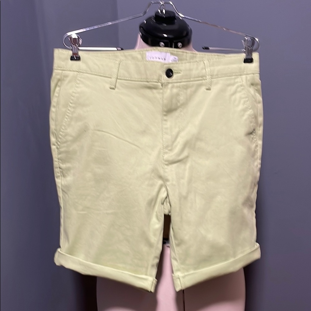 Topman Men Stretch Skinny Soft Green Shorts Size-W34 NWT
